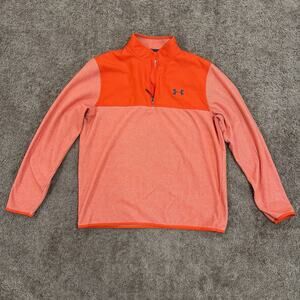 Under Armour Orange Cold Gear Pullover Quarter Zip Jacket XL Loose Fit